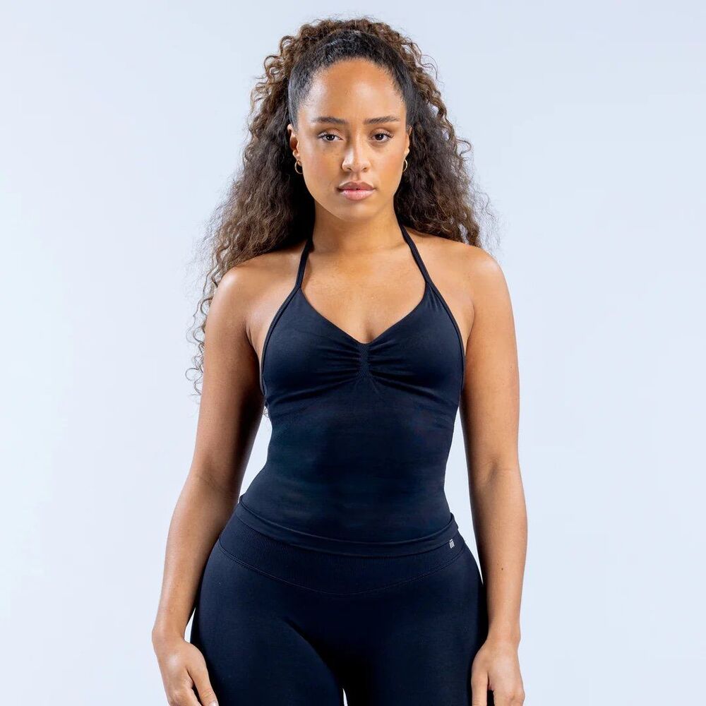 Elegant Black Halter Neck Tank Top